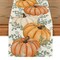 Orange Pumpkins Eucalyptus Leaves Fall Table Runner, Autumn Thanksgiving Kitchen Dining Table Decoration for Home Party Decor 13x72 Inch